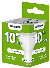 Лампа светодиодная PAR16 софит 10Вт 230В 4000К GU10 GENERICA Лампа светодиодная PAR16 софит 10Вт 230В 4000К GU10 GENERICA
