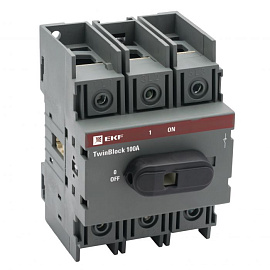 Рубильник 100A 3P с рукояткой управления для прямой установки TwinBlock PROxima tb-100-3p-f EKF Рубильник 100A 3P с рукояткой управления для прямой установки TwinBlock PROxima tb-100-3p-f EKF