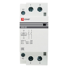 Контактор 63А 2NО (2мод.) Кат=230в модульный КМ (km-2-63-20)  EKF Контактор 63А 2NО (2мод.) Кат=230в модульный КМ (km-2-63-20)  EKF