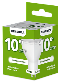 Лампа светодиодная PAR16 софит 10Вт 230В 4000К GU10 GENERICA Лампа светодиодная PAR16 софит 10Вт 230В 4000К GU10 GENERICA