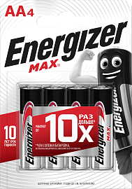 Батарейка (элемент питания) LR6 MAX MAX E91/АА BP4 Alkaline  2926 Energizer Батарейка (элемент питания) LR6 MAX MAX E91/АА BP4 Alkaline  2926 Energizer