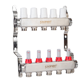 Коллектор для теплого пола ВР 1"х 6 контуров НР 3/4" евроконус 8516 SANEXT Коллектор для теплого пола ВР 1"х 6 контуров НР 3/4" евроконус 8516 SANEXT