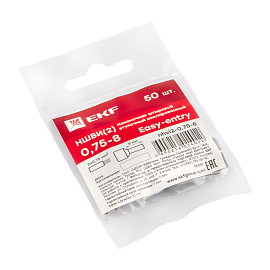 Наконечник НШВИ(2)  0.75-8 штыревой втулочный изолированный двойной (уп 50шт) EKF nhvi2-0.75-8 /10 уп/ Наконечник НШВИ(2)  0.75-8 штыревой втулочный изолированный двойной (уп 50шт) EKF nhvi2-0.75-8 /10 уп/