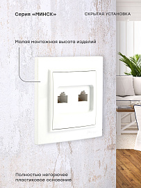 Розетка RJ45+RJ11 компьютерная+телефонная Минск скрытой установки в сборе белый ERK00-135-10 EKF Розетка RJ45+RJ11 компьютерная+телефонная Минск скрытой установки в сборе белый ERK00-135-10 EKF