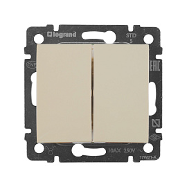 Выключатель двухклавишный Valena скрытой установки IP20 бежевый 774305 Legrand Выключатель двухклавишный Valena скрытой установки IP20 бежевый 774305 Legrand