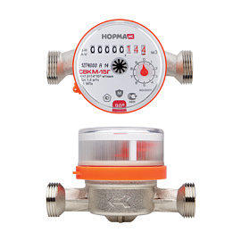 Счетчик для горячей воды со сгонами 1/2" НОРМА 100061 СВКМ 15Г d=15мм  L=110мм Счетчик для горячей воды со сгонами 1/2" НОРМА 100061 СВКМ 15Г d=15мм  L=110мм