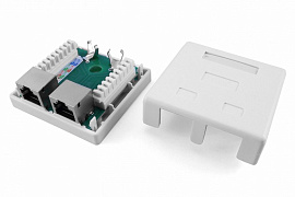 Розетка компьютерная RJ-45(8P8C), категория 5e, экранированная, двойная, внешняя, Dual IDC SB1-2-8P8C-C5e-SH-WH Hyperline Розетка компьютерная RJ-45(8P8C), категория 5e, экранированная, двойная, внешняя, Dual IDC SB1-2-8P8C-C5e-SH-WH Hyperline