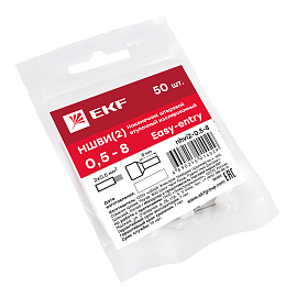 Наконечник НШВИ(2)  0.5-8 штыревой втулочный изолированный двойной  (уп 50шт) EKF nhvi2-0.5-8 /10 уп/ Наконечник НШВИ(2)  0.5-8 штыревой втулочный изолированный двойной  (уп 50шт) EKF nhvi2-0.5-8 /10 уп/