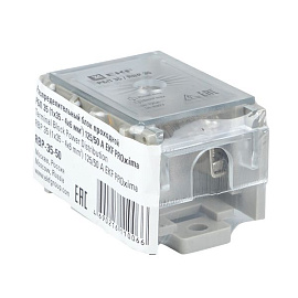 Распределительный блок проходной РБП 35 (1х35-4х6 мм2) 125/50А EKF PROxima Распределительный блок проходной РБП 35 (1х35-4х6 мм2) 125/50А EKF PROxima