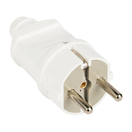 Вилка прямая с заземлением белая 16А 250В (AVP16-10)  EKF Вилка прямая с заземлением белая 16А 250В (AVP16-10)  EKF