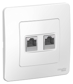 Розетка  RJ45+RJ45 компьютерная BLANCA скрытой установки кат.5e в сборе  белый BLNIS045451 Systeme Electric Розетка  RJ45+RJ45 компьютерная BLANCA скрытой установки кат.5e в сборе  белый BLNIS045451 Systeme Electric