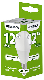 Лампа светодиодная G45 шар 12Вт 230В 4000К E14 GENERICA Лампа светодиодная G45 шар 12Вт 230В 4000К E14 GENERICA