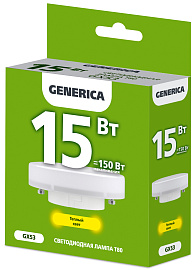 Лампа светодиодная T80 таблетка 15Вт 230В 3000К GX53 GENERICA Лампа светодиодная T80 таблетка 15Вт 230В 3000К GX53 GENERICA