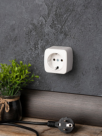 Розетка одинарная Минск открытой установки с заземлением без шторок 16А в сборе белый EGR16-028-10 EKF Розетка одинарная Минск открытой установки с заземлением без шторок 16А в сборе белый EGR16-028-10 EKF