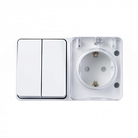 Блок AtlasDesign Profi54 открытой установки выключатель двухклавишный 10А + Розетка Schuko 2P+E с заземлением 16А белый IP54 ATN540174 Systeme Electric Блок AtlasDesign Profi54 открытой установки выключатель двухклавишный 10А + Розетка Schuko 2P+E с заземлением 16А белый IP54 ATN540174 Systeme Electric