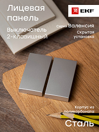 Лицевая панель для выключателя двухклавишного Валенсия 10А сталь ESV10-L-023-30 EKF PROxima Лицевая панель для выключателя двухклавишного Валенсия 10А сталь ESV10-L-023-30 EKF PROxima