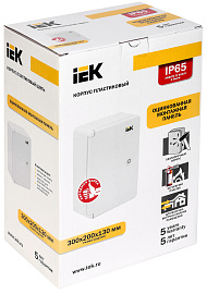 Щит пластиковый 300х200х130мм ЩМПп IP65 навесной белая дверь MKP93-N-302013-65 IEK Щит пластиковый 300х200х130мм ЩМПп IP65 навесной белая дверь MKP93-N-302013-65 IEK