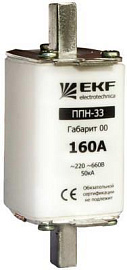 Предохранитель  100А   нож – ЛАТУНЬ габарит 00  ППН-33 160/100  (fus-33/160/100) EKF Предохранитель  100А   нож – ЛАТУНЬ габарит 00  ППН-33 160/100  (fus-33/160/100) EKF