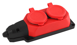 Колодка каучуковая с заземлением 2 гнезда красная 16A K-2e-RED-IP44 Б0044551 ЭРА Колодка каучуковая с заземлением 2 гнезда красная 16A K-2e-RED-IP44 Б0044551 ЭРА