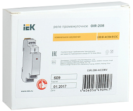 Реле промежуточное модульное OIR 2 контакта 8А 230В AC OIR-208-AC230V IEK Реле промежуточное модульное OIR 2 контакта 8А 230В AC OIR-208-AC230V IEK
