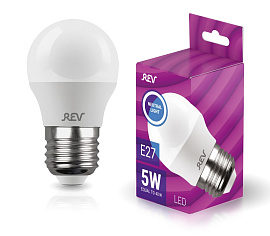 Лампа светодиодная    5Вт Е27 G45 4000K 375Лм матовая 220В Шар  32263 4 REV Лампа светодиодная    5Вт Е27 G45 4000K 375Лм матовая 220В Шар  32263 4 REV