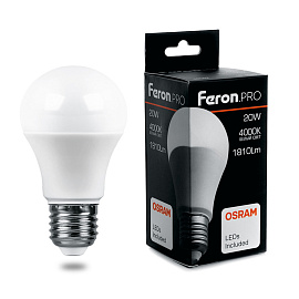 Лампа светодиодная   20Вт E27 A65 2700К 1740Лм матовая 230В Груша LED OSRAM 38041 Feron Pro Лампа светодиодная   20Вт E27 A65 2700К 1740Лм матовая 230В Груша LED OSRAM 38041 Feron Pro
