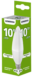 Лампа светодиодная C35 свеча 10Вт 230В 4000К E14 GENERICA Лампа светодиодная C35 свеча 10Вт 230В 4000К E14 GENERICA