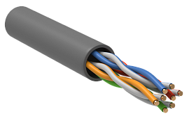 Витая пара U/UTP кат.5E 4х2х0,51 (24 AWG) PVC Серый solid (305м) РФ/Т LC1-C5E04-111-T-R ITK Витая пара U/UTP кат.5E 4х2х0,51 (24 AWG) PVC Серый solid (305м) РФ/Т LC1-C5E04-111-T-R ITK