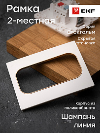 Рамка для розеток и выключателей Стокгольм 2 поста белый с линией цвета шампань EYM-G-305-20 EKF PROxima Рамка для розеток и выключателей Стокгольм 2 поста белый с линией цвета шампань EYM-G-305-20 EKF PROxima