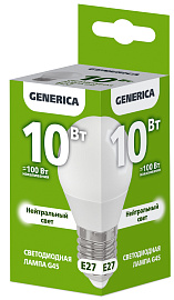 Лампа светодиодная G45 шар 10Вт 230В 4000К E27 GENERICA Лампа светодиодная G45 шар 10Вт 230В 4000К E27 GENERICA