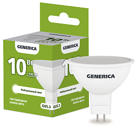 Лампа светодиодная MR16 софит 10Вт 230В 4000К GU5.3 GENERICA Лампа светодиодная MR16 софит 10Вт 230В 4000К GU5.3 GENERICA