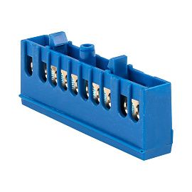 Шина "0" N (6х9мм) 10 отверстий латунь синий изолированный корпус на DIN-рейку EKF PROxima Шина "0" N (6х9мм) 10 отверстий латунь синий изолированный корпус на DIN-рейку EKF PROxima