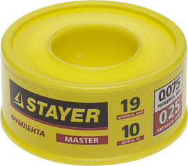 Фумлента, плотность 0,25 г/см3, 0,075ммх19ммх10м STAYER "MASTER" 12360-19-025 Фумлента, плотность 0,25 г/см3, 0,075ммх19ммх10м STAYER "MASTER" 12360-19-025