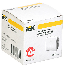 Выключатель двухклавишный 2 модуля ВК1-22-00 Праймер белый IP20 CKK-40D-VD2-K01 IEK Выключатель двухклавишный 2 модуля ВК1-22-00 Праймер белый IP20 CKK-40D-VD2-K01 IEK