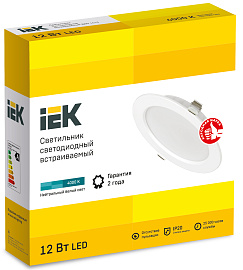 Светильник светодиодный ДВО 12Вт 1613 белый круг 4000К IP20 IEK LDVO0-1613-12-4000-K01 Светильник светодиодный ДВО 12Вт 1613 белый круг 4000К IP20 IEK LDVO0-1613-12-4000-K01