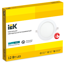 Светильник светодиодный ДВО встраиваемый LED 12Вт 1605 4000К IP20 белый круг170*10 LDVO0-1605-1-12-K01 (К02) IEK Светильник светодиодный ДВО встраиваемый LED 12Вт 1605 4000К IP20 белый круг170*10 LDVO0-1605-1-12-K01 (К02) IEK