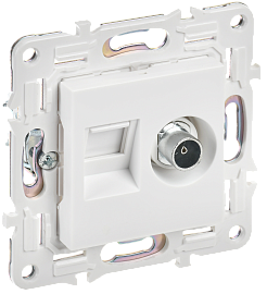 Розетка двойная TV+RJ45 кат.5E SK-A14W арктический белый SKANDY SK-AK20-1-K01 IEK Розетка двойная TV+RJ45 кат.5E SK-A14W арктический белый SKANDY SK-AK20-1-K01 IEK
