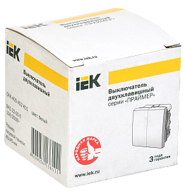 Выключатель двухклавишный 2 модуля ВК1-22-00 Праймер белый IP20 CKK-40D-VD2-K01 IEK Выключатель двухклавишный 2 модуля ВК1-22-00 Праймер белый IP20 CKK-40D-VD2-K01 IEK