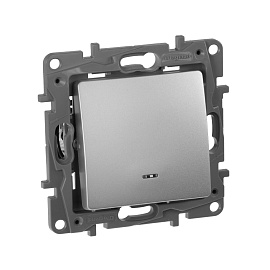 Выключатель одноклавишный Etika с подсветкой алюминий 672403 Legrand Выключатель одноклавишный Etika с подсветкой алюминий 672403 Legrand