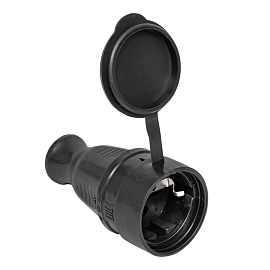 Розетка кабельная переносная одноместная с защитной крышкой каучуковая 230В 2P+PE 16A IP44 RPS-012-16-230-44-r EKF PRO Розетка кабельная переносная одноместная с защитной крышкой каучуковая 230В 2P+PE 16A IP44 RPS-012-16-230-44-r EKF PRO