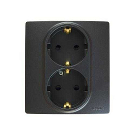 Розетка двойная Etika Schuko 2К+З с заземлением со шторками 16А 250В автоматические зажимы антрацит 672633 Legrand Розетка двойная Etika Schuko 2К+З с заземлением со шторками 16А 250В автоматические зажимы антрацит 672633 Legrand