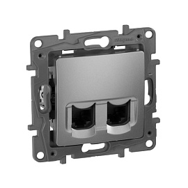 Розетка RJ45+RJ45 компьютерная Etika информационная cat.5e UTP алюминий 672455 Legrand Розетка RJ45+RJ45 компьютерная Etika информационная cat.5e UTP алюминий 672455 Legrand