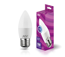 Лампа светодиодная    9Вт Е27 C37 4000K 700Лм матовая 220В Свеча 32413 3 REV Лампа светодиодная    9Вт Е27 C37 4000K 700Лм матовая 220В Свеча 32413 3 REV