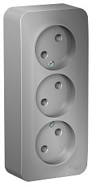 Розетка тройная BLANCA открытой установки без заземления без шторок 16А 250В с изолирующей пластиной в сборе алюминий BLNRA000313 Systeme Electric Розетка тройная BLANCA открытой установки без заземления без шторок 16А 250В с изолирующей пластиной в сборе алюминий BLNRA000313 Systeme Electric