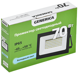 Прожектор светодиодный  70Вт СДО 001-70 5600Лм 6500К IP65 черный LPDO501-070-65-K02-G GENERICA Прожектор светодиодный  70Вт СДО 001-70 5600Лм 6500К IP65 черный LPDO501-070-65-K02-G GENERICA