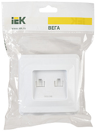 Розетка двухместная RJ45+RJ45 компьютерная РК10-2-ВБ  Cat5e белый ВЕГА (EKV25-K01-DM) IEK Розетка двухместная RJ45+RJ45 компьютерная РК10-2-ВБ  Cat5e белый ВЕГА (EKV25-K01-DM) IEK