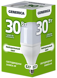Лампа светодиодная HP 30Вт 230В 4000К E27 GENERICA Лампа светодиодная HP 30Вт 230В 4000К E27 GENERICA