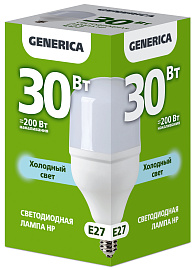 Лампа светодиодная HP 30Вт 230В 6500К E27 GENERICA Лампа светодиодная HP 30Вт 230В 6500К E27 GENERICA