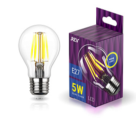 Лампа светодиодная 5 Вт E27 A60 2700К 515Лм прозрачная 230В грушевидная филаментная DECO Premium 32422 5 REV Лампа светодиодная 5 Вт E27 A60 2700К 515Лм прозрачная 230В грушевидная филаментная DECO Premium 32422 5 REV