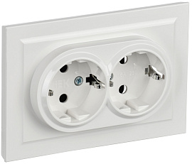 Розетка 2-местная с заземлением с защитными шторками 16А в сборе РСш12-3-БрБ белый BR-R24-16-K01-F BRITE  IEK Розетка 2-местная с заземлением с защитными шторками 16А в сборе РСш12-3-БрБ белый BR-R24-16-K01-F BRITE  IEK